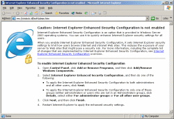 IE's Enhanced Security Configuration is disabled