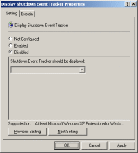 Display Shutdown Event Tracker